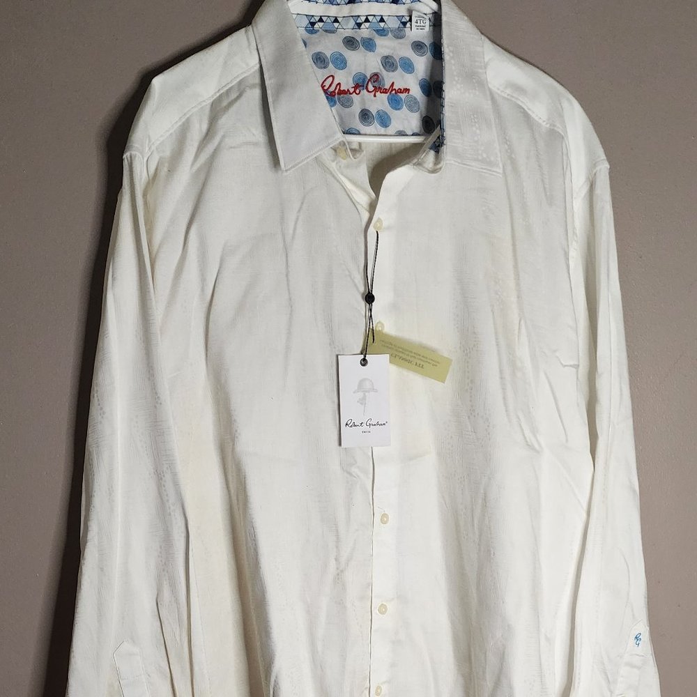 NWT Robert Graham White on White Button Down Shirt